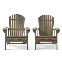 Munoz Reclining Wood Adirondack Chair with Footrest, Set of 2, Grey