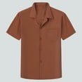 thumbnail image 2 of hoksml Chemises Boutonnées pour Hommes Mode Confortables Col Uni Manches Courtes Col Rabattu Chandail Régulier Blouse Décontractée Liquidation 2025, 2 of 3
