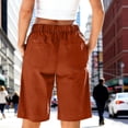 thumbnail image 6 of ClodeEU Women's Elastic Waist Drawstring Cargo Shorts,Loose Fit Shorts with Pockets Summer Outdoor Orange,Women's Plus S, 6 of 7