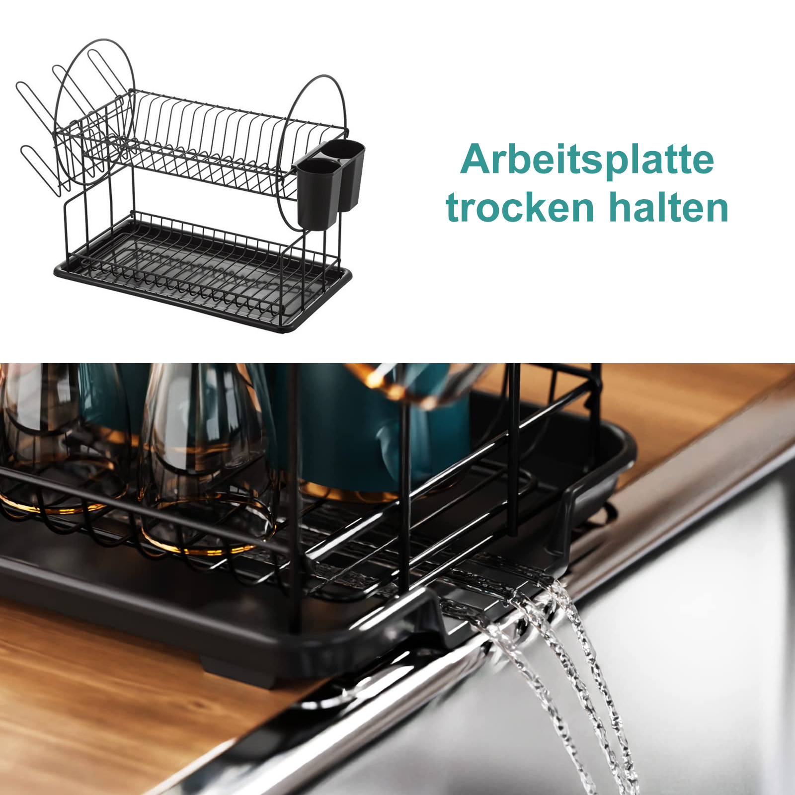 MATHOWAL Dish Drainer Rack, Small Dish Drainers for Kitchen Counter 2