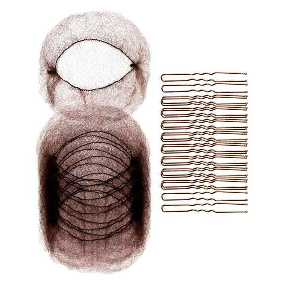 Invisible Elastic Edges Meshes Bun Hair Net and U Shaped Pins Set Hair Accessories Set for Women Ballet Bun Sleepings