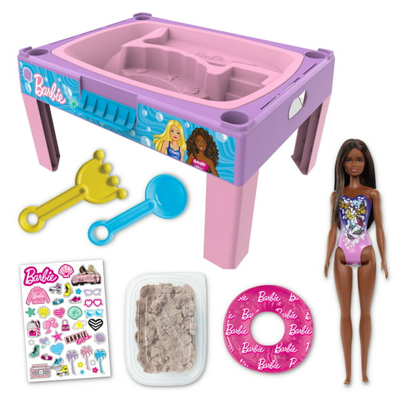 Barbie Beach and Waves Playset, Activity Set for Children, Pink Plastic, Ages 3  (African American Doll)