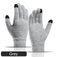 thumbnail image 3 of Guantes tejidos con dedos completos para hombres y mujeres, mitones cálidos para bicicleta con pantalla táctil (gris), 3 of 6