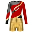 thumbnail image 3 of Haitryli Ballet Dance Jersey Leotards for Girls Biketards Sparkly Bodysuit with Shorts Outfits Gymnastics Dancewear Red&Gold 14, 3 of 7