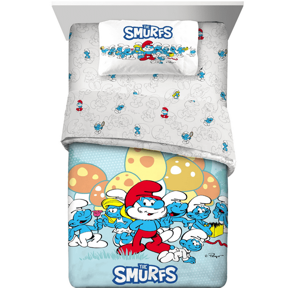Smurfs Kids Twin Bed-in-a-Bag, Comforter and Sheets