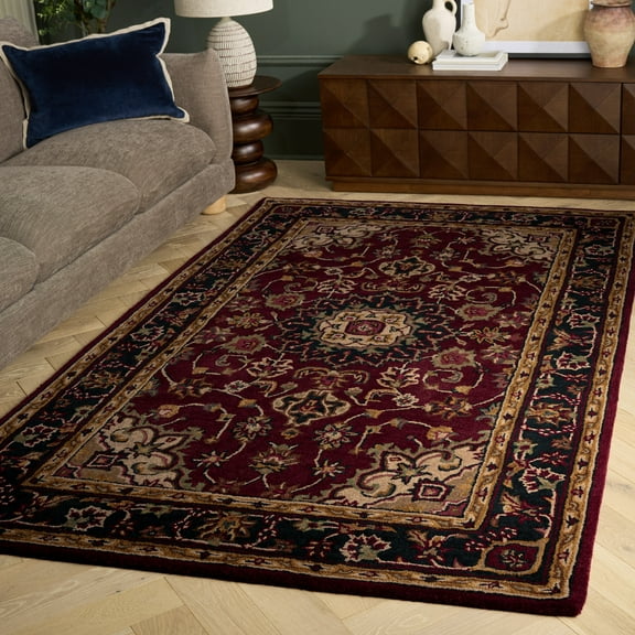 SAFAVIEH Classic Kennet Oriental Wool Area Rug, Burgundy/Navy, 5' x 8'