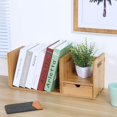 thumbnail image 2 of Maydear Bamboo Desktop Bookshelf Expandable Desktop Organizer Table Top Bookcase , with 1 Drawers, Desk Storage Organizer Display Shelf Rack for Office Supplies, 2 of 5