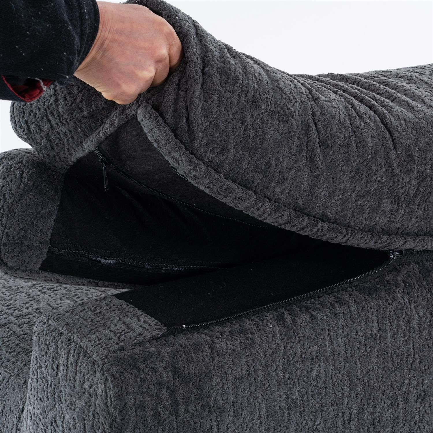 Demi Bonn 103" 4-Seater Compression Sofa Couch with Wood Grain Chenille Fabric, Full Sponge Cushion and 2 Cozy Pillows for Living Room, Gray