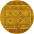 thumbnail image 1 of Ahgly Company Machine Washable Indoor Round Southwestern Yellow Country Area Rugs, 3' Round, 1 of 4