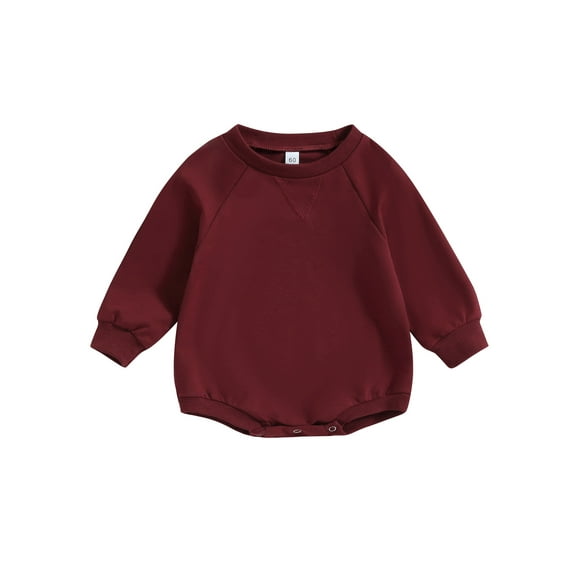 JYYYBF Infant Baby Girl Boy Sweatshirt Romper Solid Color Crewneck Sweater Jumpsuit Long Sleeve Bodysuit Tops
