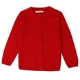 thumbnail image 2 of Girls Uniform Slim Fit Crewneck Cardigan Sweater Red 7, 2 of 8