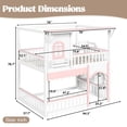 thumbnail image 2 of HOQBN Full over Full House Bunk Bed with Storage Stairs, House Bunk Bed with Window & Side Bookshelf, Solid Wood Bed Frame with Play Designed, Convertible Lower Space for Sleep or Play, White+Pink, 2 of 9