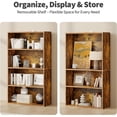 thumbnail image 3 of 4-Tier Bookcase, 42 Inch Industrial Storage Wall Shelf, Display Shelf for Living room, Bedroom, Retro Brown, 3 of 7