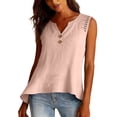 thumbnail image 4 of TRUBKH Cotton Linen Gauze Shirts Flowy Tank Tops for Women Tunic Blouses Womens Sleeveless Spring Outfits 2026 Linen Tank Basic Cute Tops Adjustable Spaghetti Strap Going Out Clothes Outfits Pink 1 M, 4 of 5