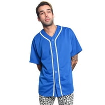 Victorious Men's Classic Button Down Baseball Jersey Shirt BJ42 - ROYAL BLUE - 4X-Large