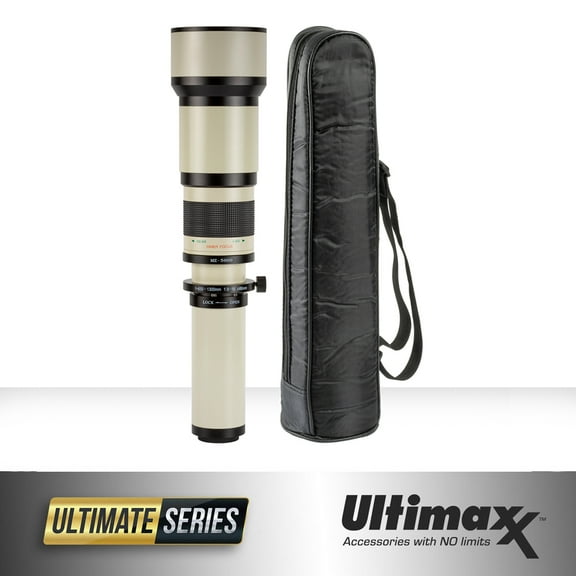 ULTIMAXX 650-1300mm f/8 High Definition Manual Super Zoom Lens (White) with Case