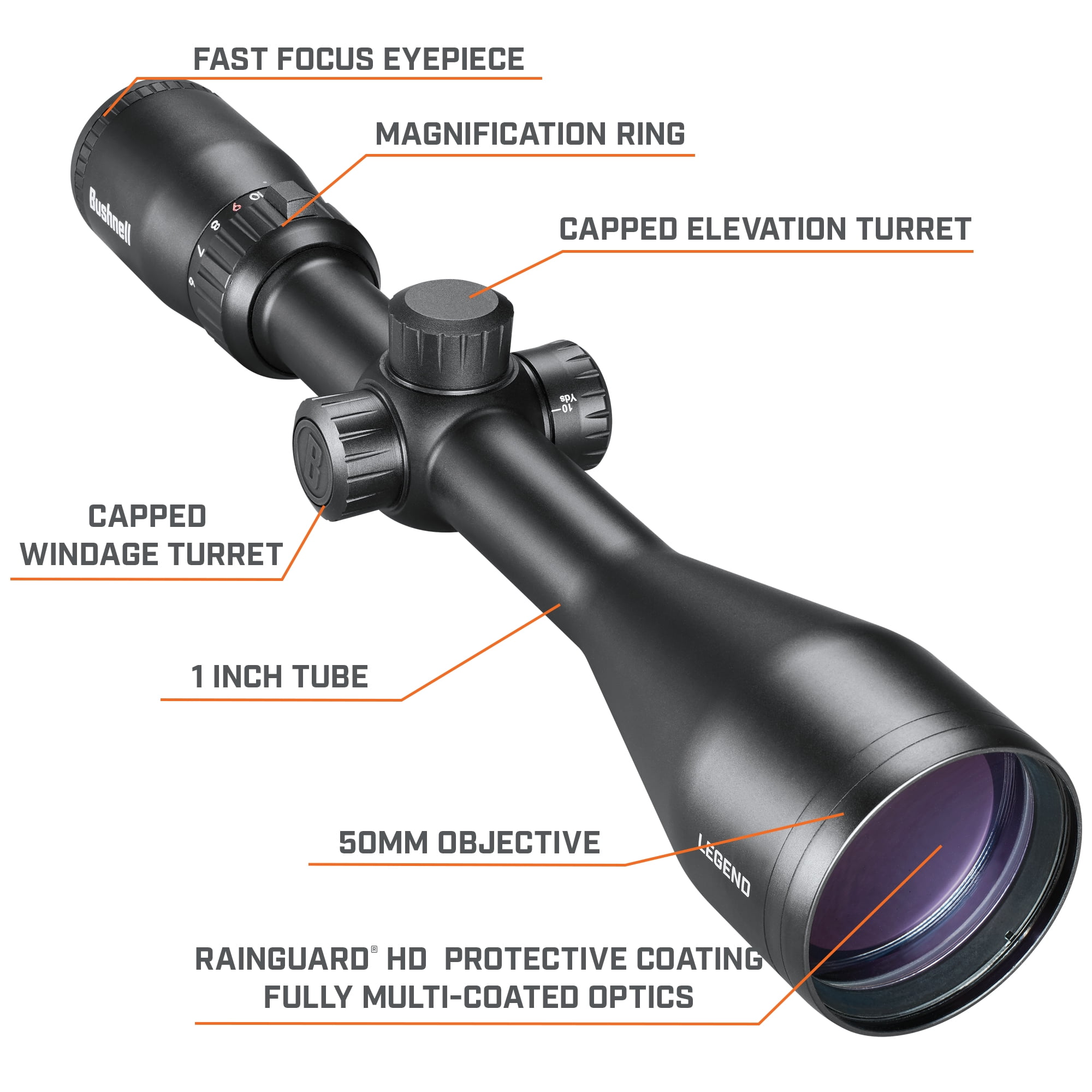 Bushnell Legend 6-18x50mm Riflescope, Matte Black, 1