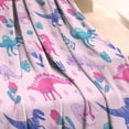 thumbnail image 3 of Pink Dinosaurs Flowers Leaves Pattern Blanket,Comfortable Soft Lamb Wool Throw Blanket,All Season,Warm Lightweight Blankets for Sofa Bed Couch Living Room Chair,30"x40", 3 of 4