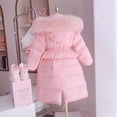 thumbnail image 5 of Winter Anime Sanrio Y2K Hellokittys Kuromi Girls Down Clothes Long Fur Hooded Cotton Padded Jacket Warm Slimwaist Kids Outerwear, 5 of 5