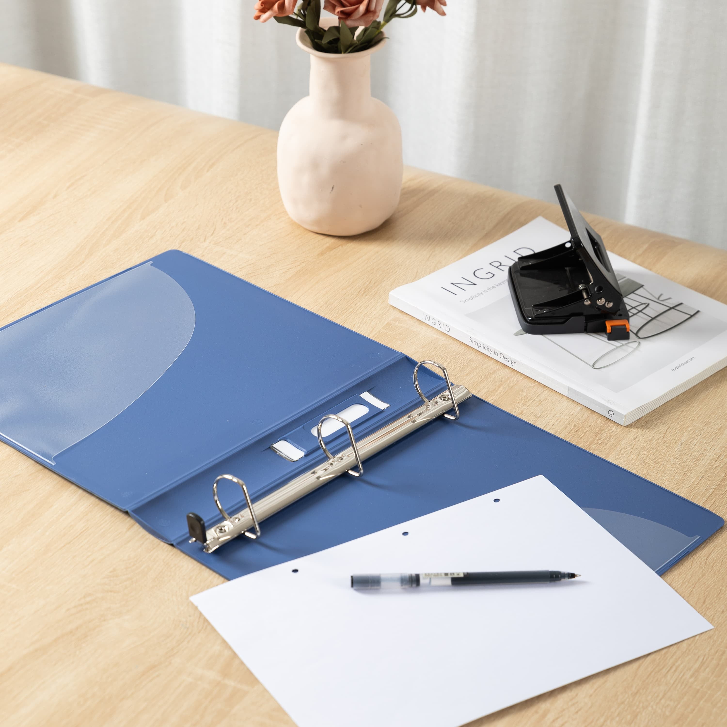 Exceed 1.5 inch Heavy Duty Binder,Washed Indigo, Slant D-Ring