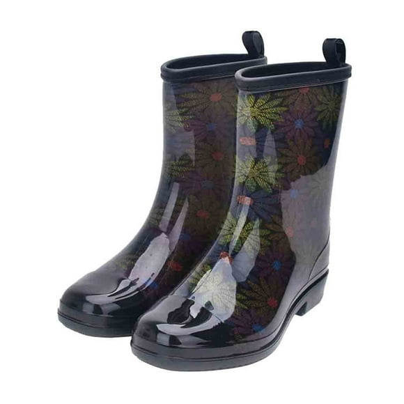 Hoshose Women's Mid Calf Rain Boots Waterproof Garden Shoes Anti-Slipping Wellies Fashion Short Rain Shoes