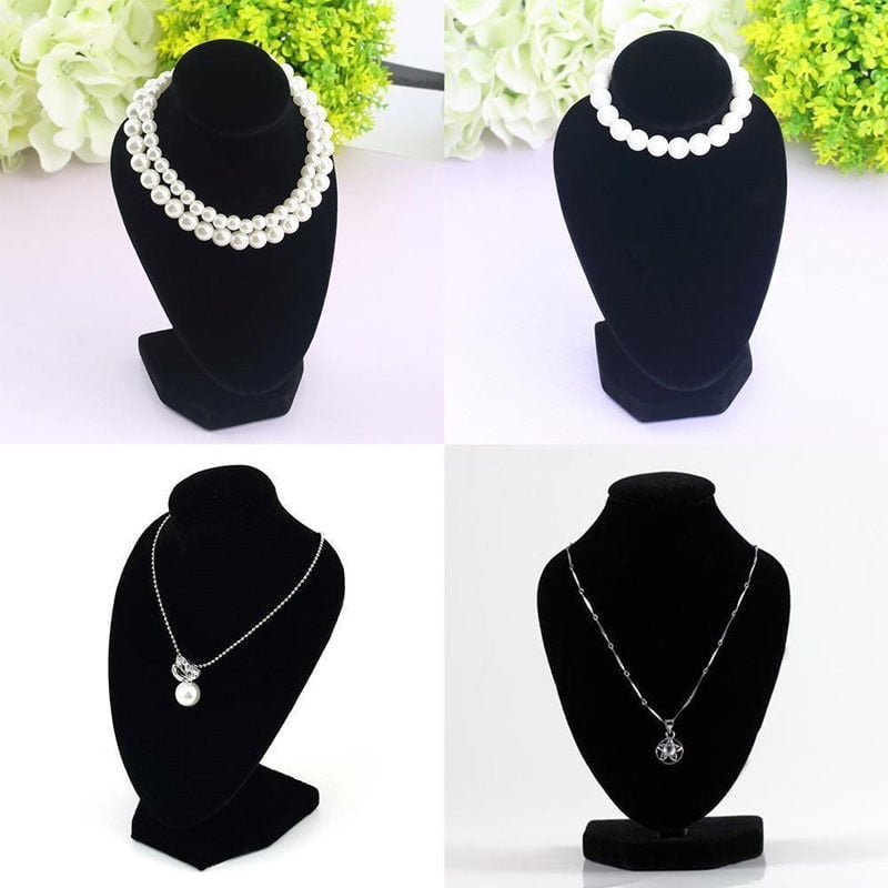 13" Tall Black Velvet Pendant Jewelry Neck Display Bust Form Necklace Stand for sale online 