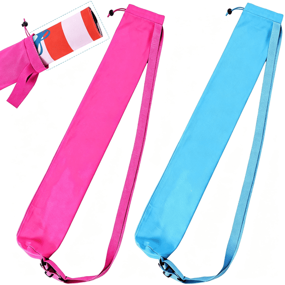 SUBAI 34 Inch Long Mahjong Mat Bag Cute Double Strapped Canvas Drawstring Mahjong Holder Lightweight Outdoor Carrying Bag for Board Games Travel Storage-Mat Not Include (Blue,Pink,2 Pcs)