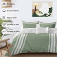 thumbnail image 4 of Dark Sage Green Bedding 3 Piece Duvet Cover Set Queen Size, Farmhouse Sage Green White Striped Soft Microfiber Comforter Cover with Zipper Closure & Pillowcases, Wrinkle & FadeResistant Quilt Cover, 4 of 9