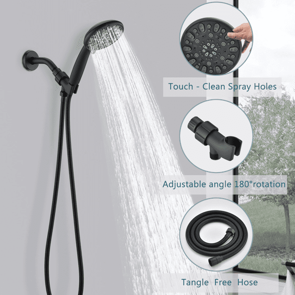 High Pressure Multi‑Function Handheld Shower Faucet, Matte Black