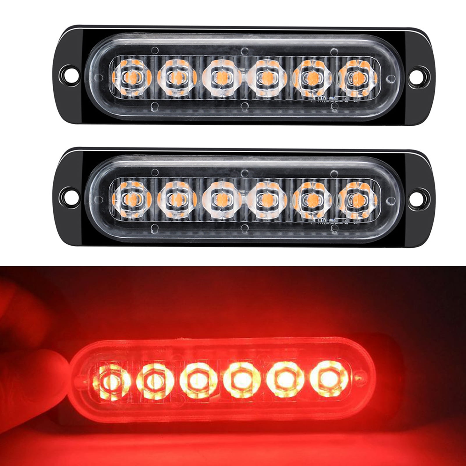 2Pcs 1224V LED Strobe Warning Lights Warning Emergency