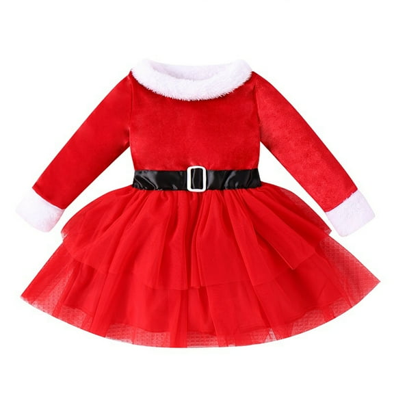 GYRATEDREAM Baby Girl Christmas Dress Mesh Skirts Santa Claus Winter Clothes,4-7t