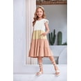 thumbnail image 3 of Arshiner Girls Dress Summer Flutter Sleeve Flared Tiered Swing Pleated Midi Cotton Casual Sundress with Pockets, 3 of 7