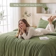 thumbnail image 3 of Regency Heights Waffle Weave Comforter Set, Full/Queen Size Textured Comforter Bed Set, 3-Piece Sage Green Bedding Set with Pillow Shams for All Season, 3 of 10