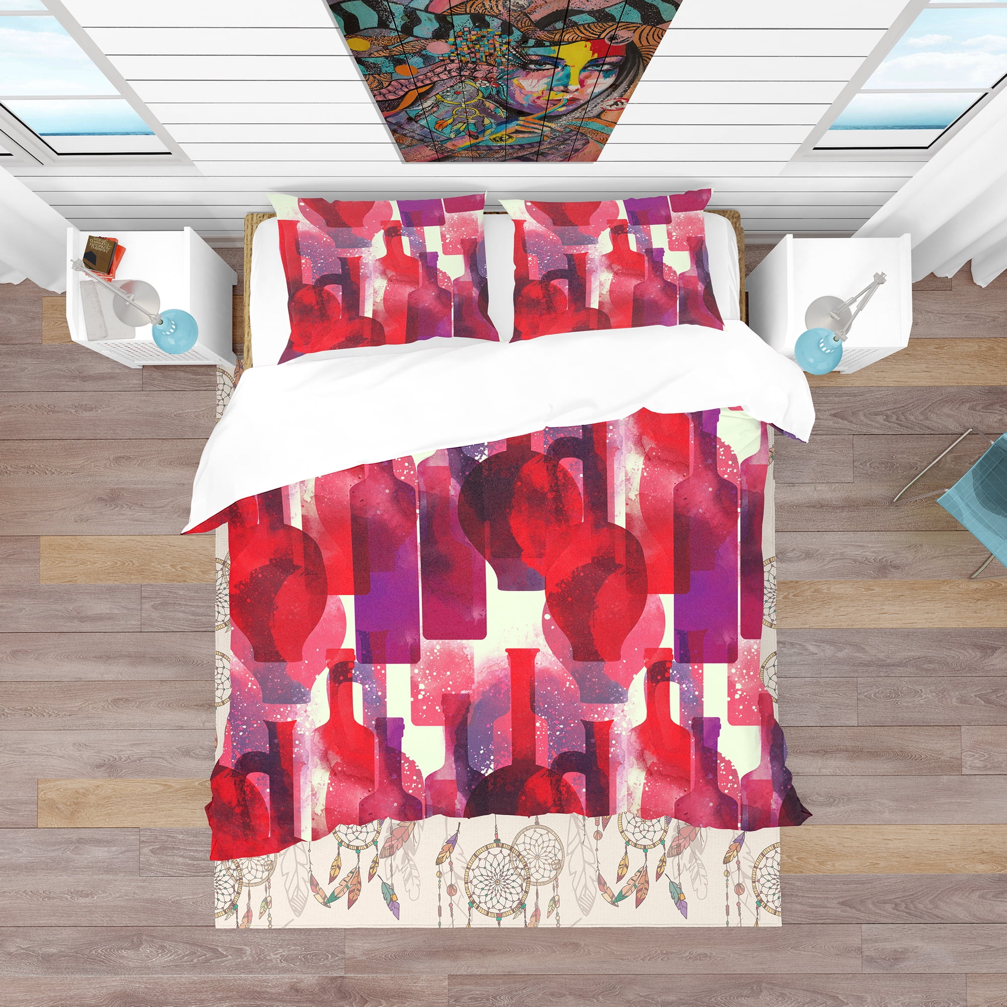 Designart 'Imprints of Wine Bottles' Bohemian & Eclectic Duvet Cover Set
