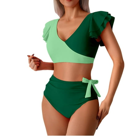 Divhosrg High Waisted Bikini Sets for Women  Bikini Sets for Women Cheeky Bottoms  Cute Bathing Suits for Women  Womens Swimwear Tops  Green Swimsuits for Women Two Piece XL