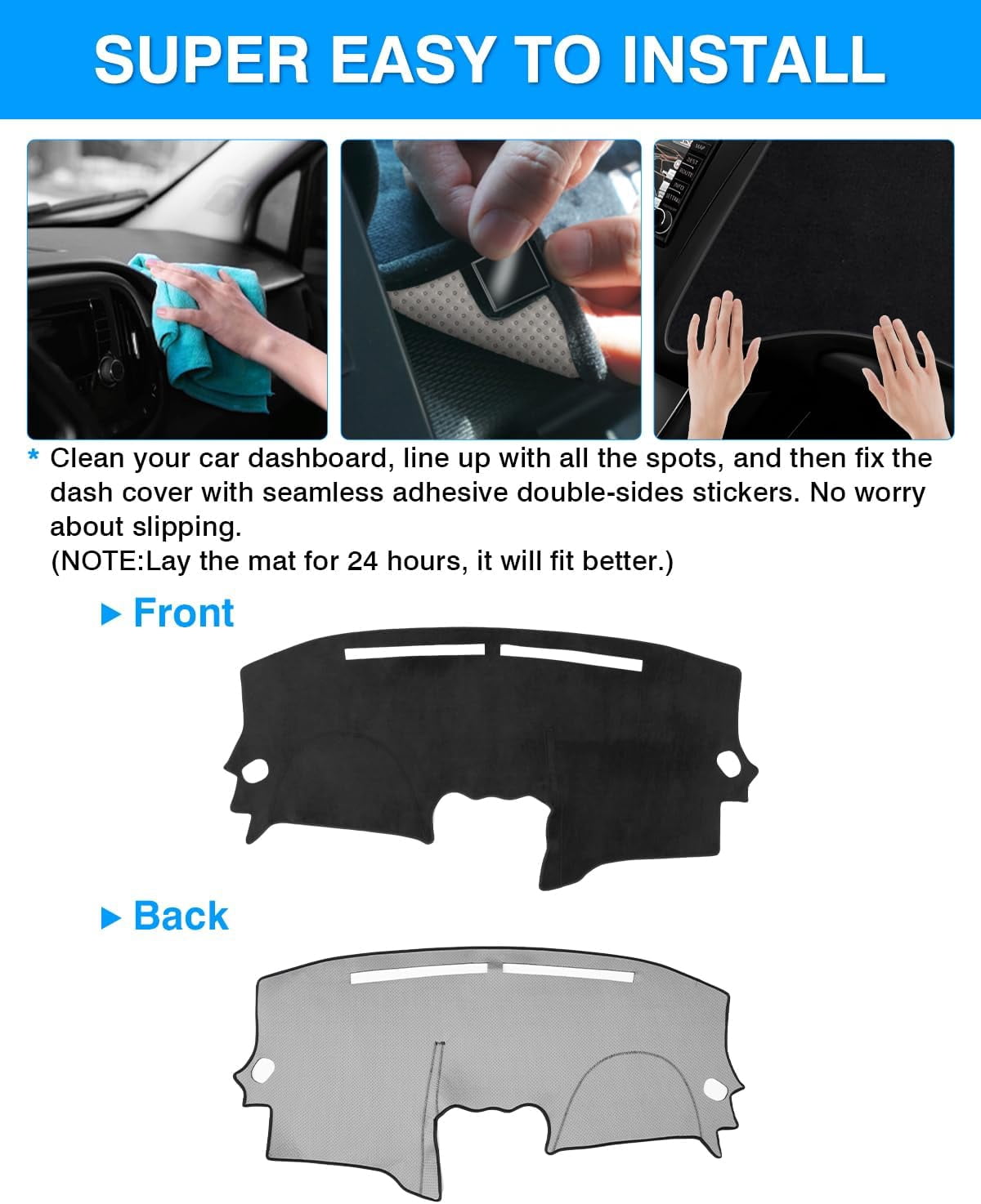 Canvcle Dashboard Cover Mat for 2007-2012 Nissan Altima Accessories Dash Cover Flannel Sun shade Glare UV Rays Protector