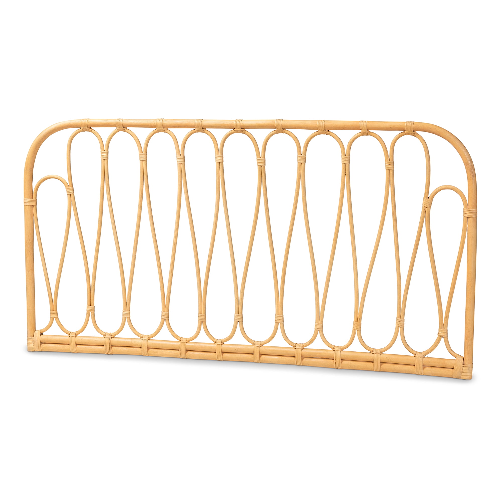 bali & pari Carrick Rattan BOHO Headboard, Queen Size, Natural Brown