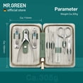 thumbnail image 5 of MR.GREEN Juegos de manicura Kits de pedicura Cortaúñas de acero inoxidable Herramientas de cuidado personal con estuche de cuero PU (verde), 5 of 5