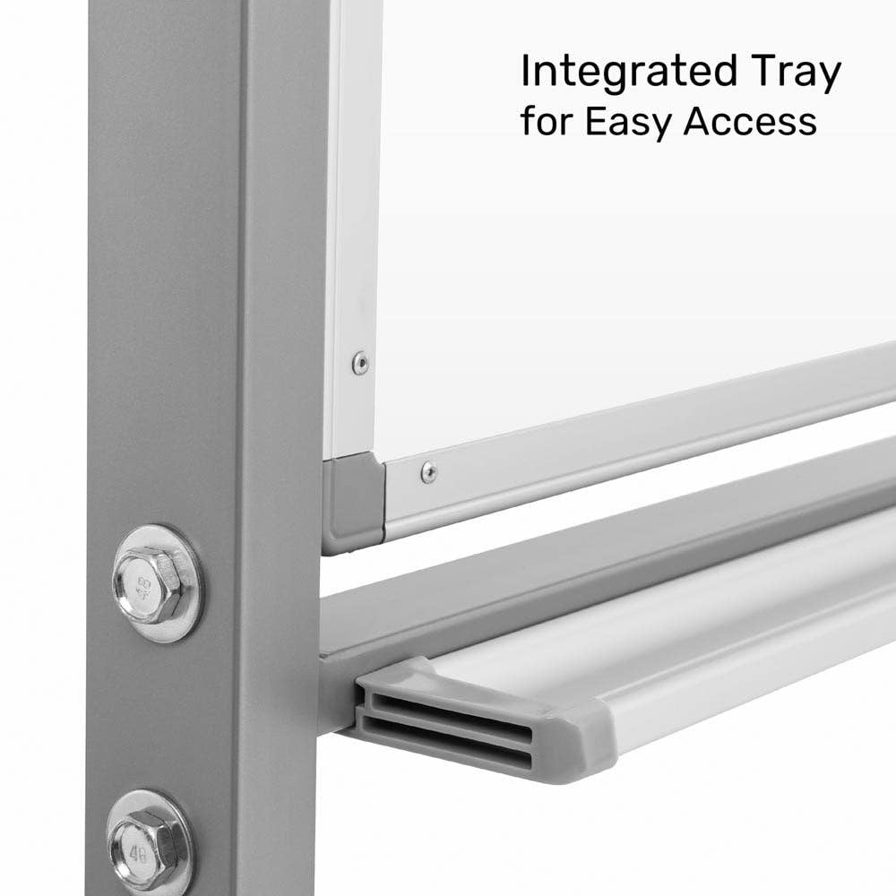 Luxor Dry Erase Magnetic Mobile Porcelain White Board, 72x40, Double-Sided