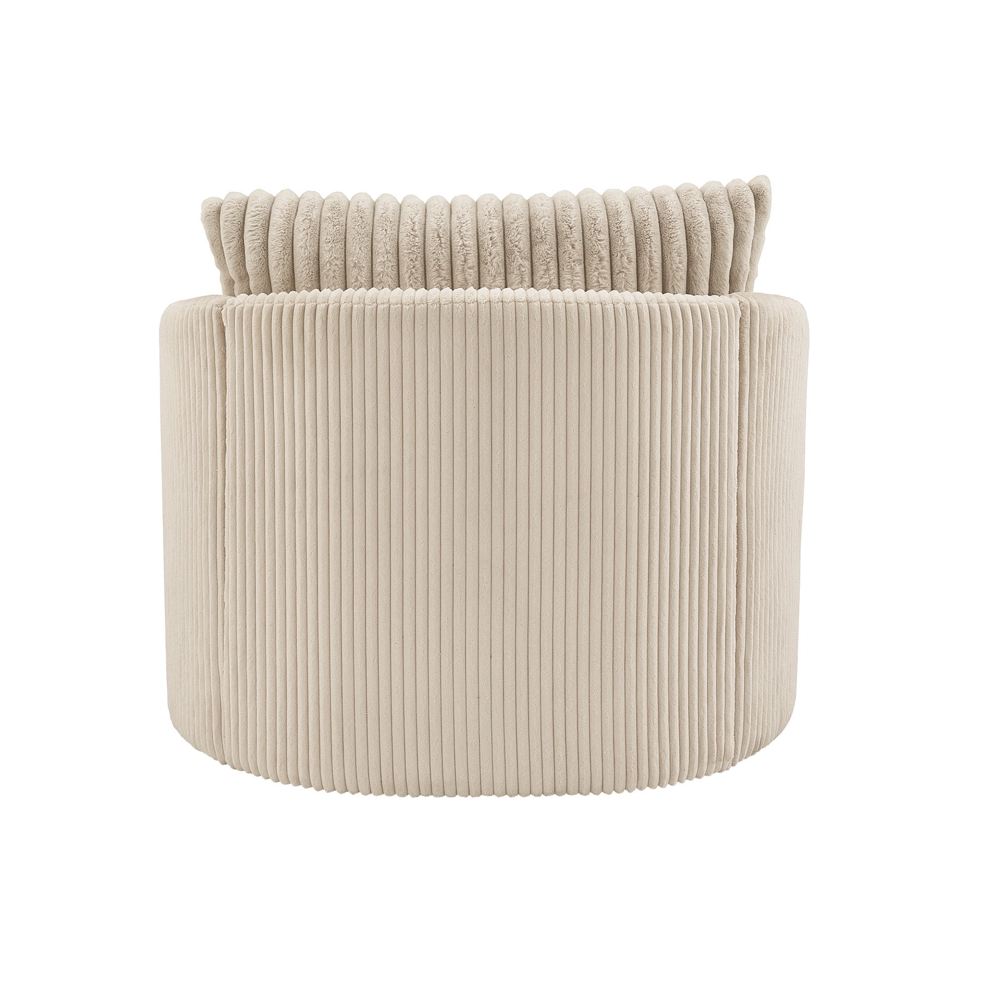 Weston Home Killarney Oversized Wale Corduroy Swivel Accent Chair with Furry Channel Pillow, Beige/Taupe Pillow