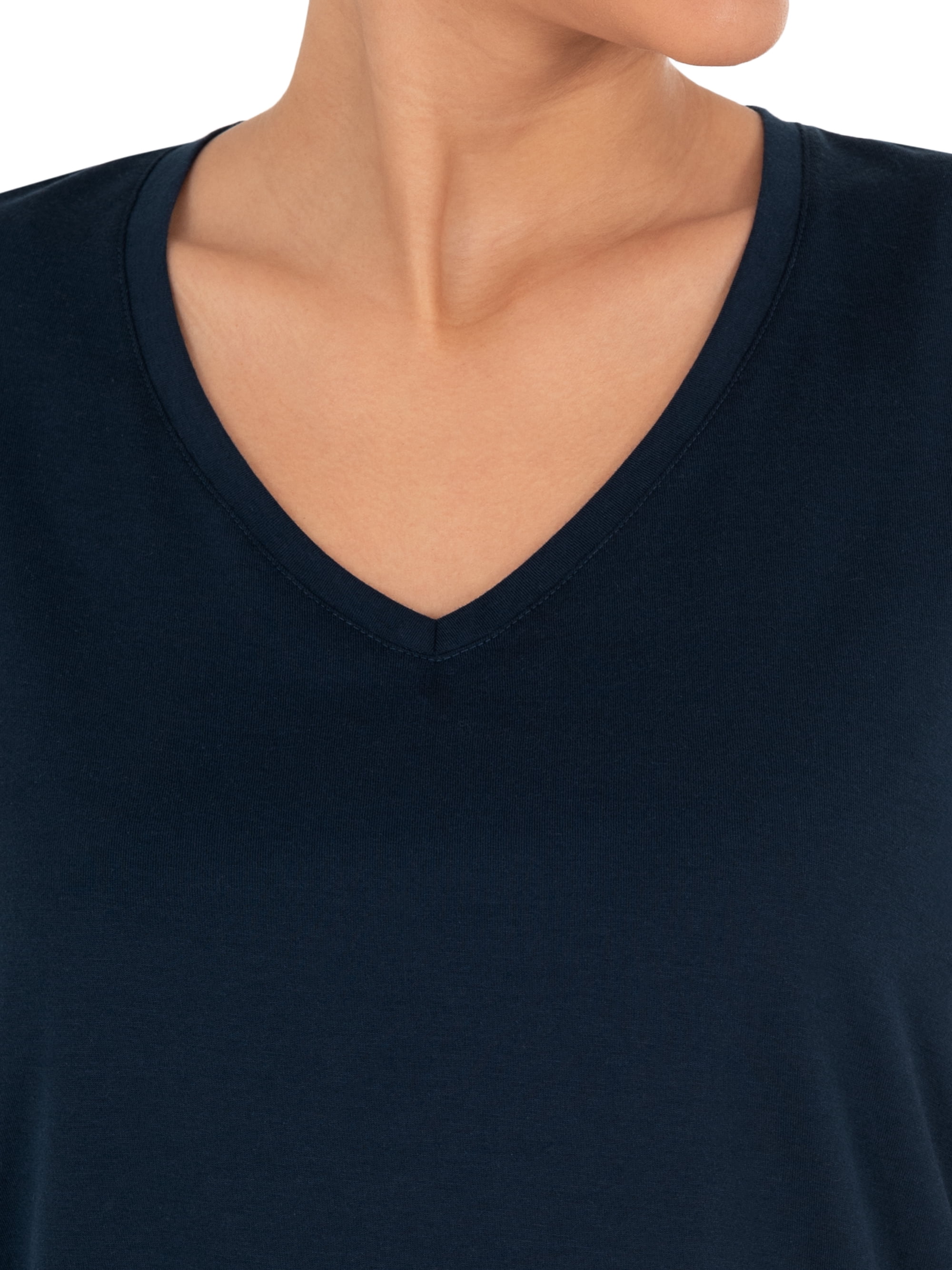 Time and Tru Women's Pima Cotton Blend V Neck Tee, 2-Pack, Sizes XS-XXXL