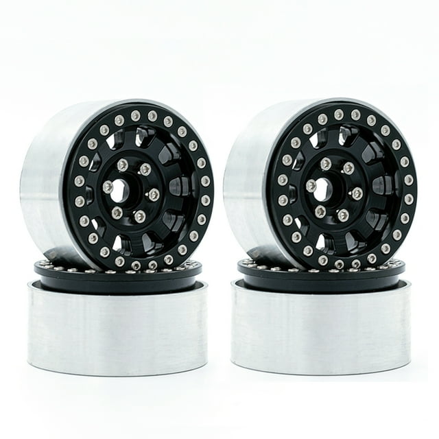 Yeacher Jantes de Roue en Alliage d'Aluminium, Jantes de Roue à Perle, Moyeu, 4 Pcs, Remplacement pour Axial TRX4 1/10