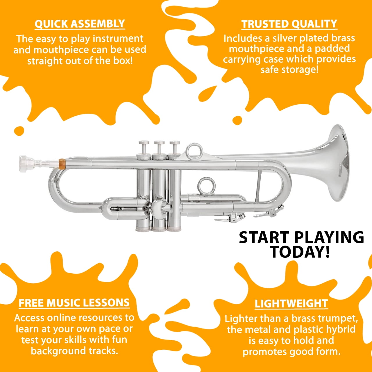 pTrumpet pTrumpet hyTech Metal/Plastic Trumpet Silver