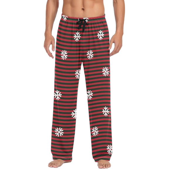 GZHJMY Chrismas Snowflake Pajama Pants for Men, Lounge Pants Lightweight Men Pajama Bottoms with Drawstring Pockets, Christmas New Year Birthday Gifts, Large