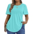 thumbnail image 2 of Fantaslook Blouses for Women Pleated Short Sleeve Tunic Tops Dressy Casual Summer Shirts, 2 of 9