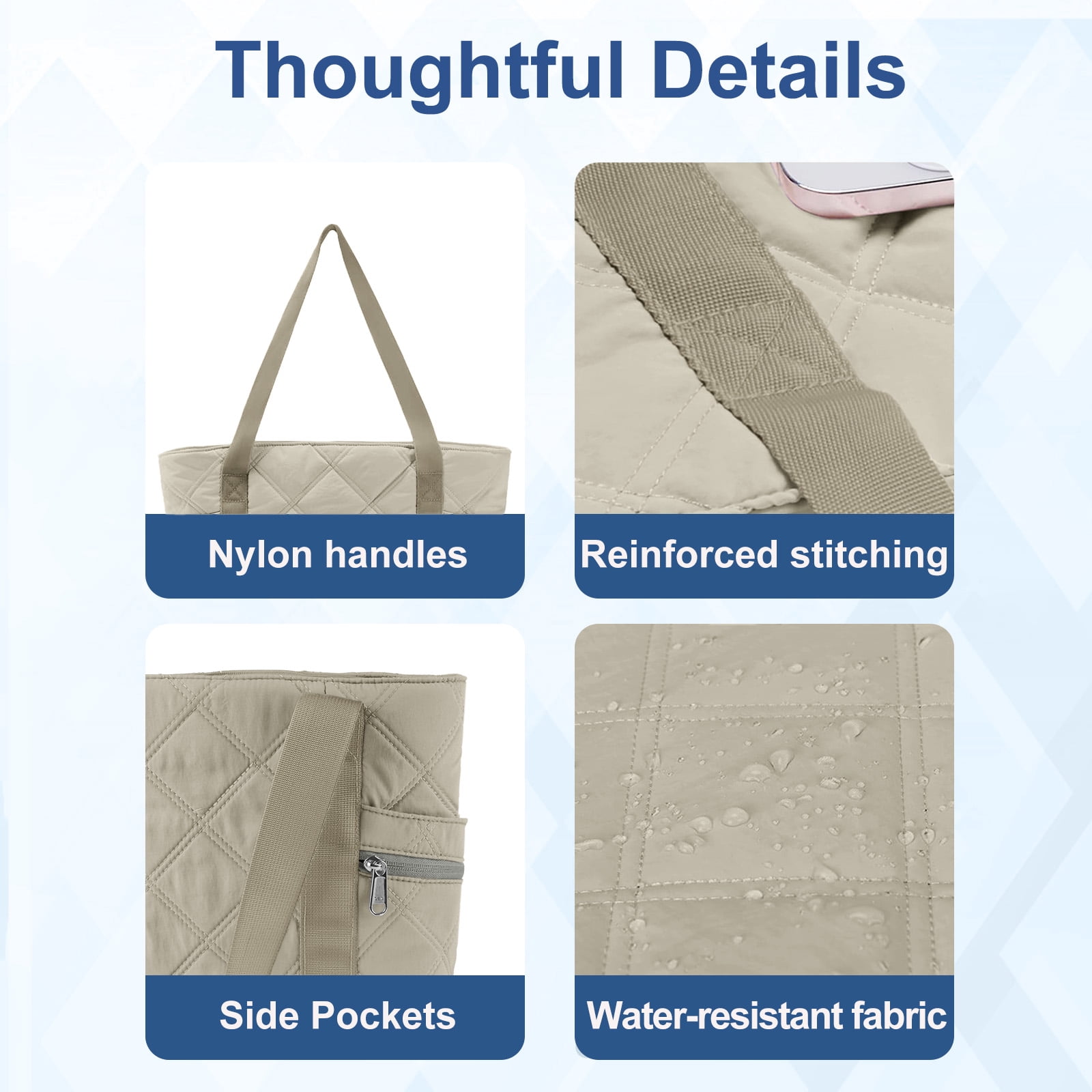 Gynky Tote Bag for Women Travel Bags Quilted Carry On Shoulder Bag for Travel Gym Weekend, Camel