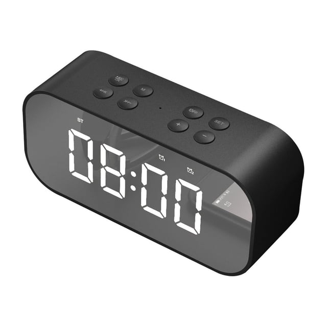 Lksixu LED Mirror Clock With Screen 5.0 Wireless Bluetooth Audio Alarm Clock Three- Brightness Call Card,Built-In Lithium Battery Bluetooth audio Electronics for Home Office School