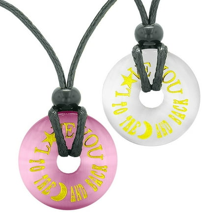Love You to the Moon and Back Love Couples Best Friends Amulets Pink White Simulated Cats Eye (Best Medicine For Pink Eye)