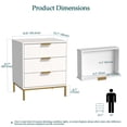 thumbnail image 3 of Eumyviv White Nightstand, Wood Beside Table with 3 Drawers Farmhouse Side Table for Bedroom Living Room, White H0148, 3 of 8