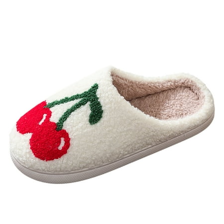 

OJSFQUFP Platform Slippers for Women Winter Cotton Slippers Men And Women Indoor Home with Warm Couple Slippers Soft Plush Warm Slippers Slippers for Women Red 43